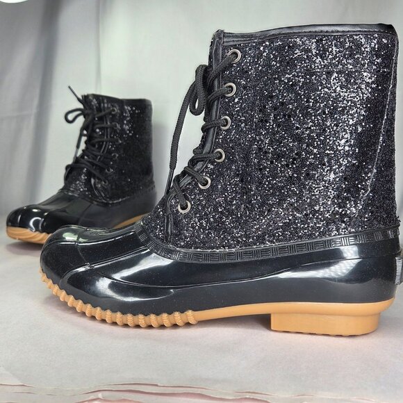 Sugar Women's Skylar Glitter Duck Boots - Black Glitter - Picture 2 of 8